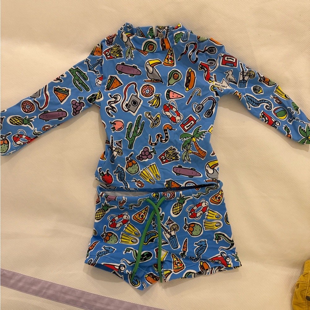 Stella McCartney Blue Kids Rashguard Set with Fun Print